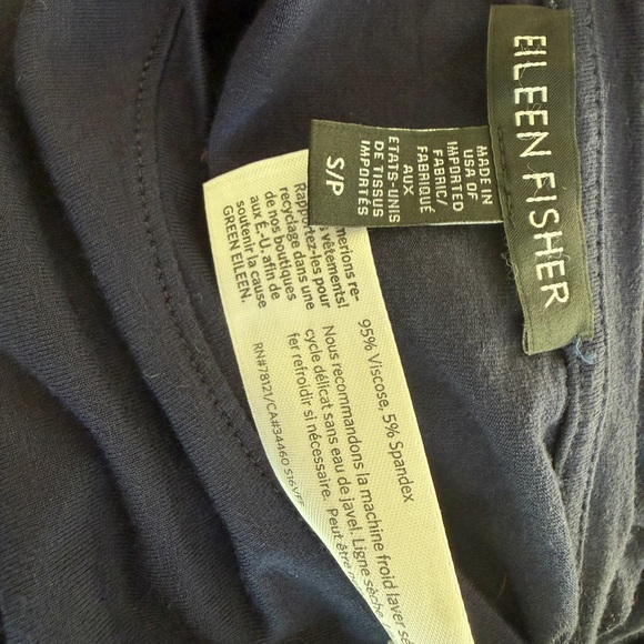 Eileen Fisher Jersey Flare Dress Viscose Blend Pockets Sz S Navy Blue Minimalist - Picture 8 of 11